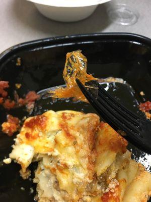 Piece of plastic in Lasagna.