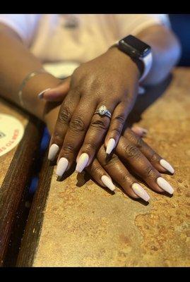 My nails light lavender matte with Glitter on one nail