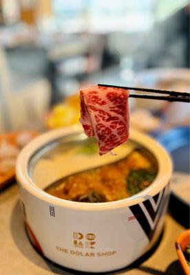 Silver Soup and Spicy Pot Thick Cut Boneless Wagyu Beef.