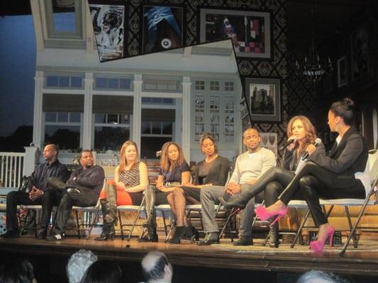 Cast of Stick Fly, joined by Alicia Keys and LaLa Anthony (far right).