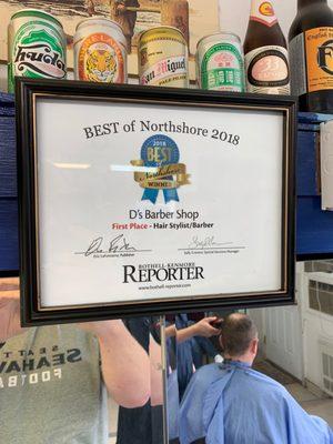 D's Barbershop won 1st place as the best barber in the Best of Northshore