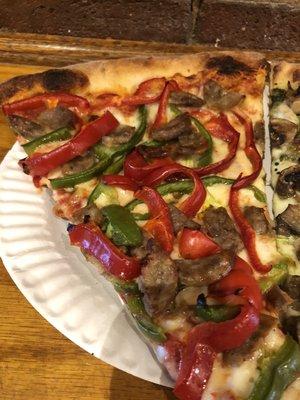 Sausage and bell peppers pizza $5