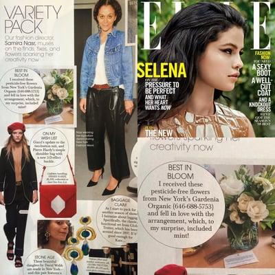 Gardenia Organic flower arrangement featured by Elle Magazine.