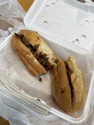 Philly cheesesteak grilled onions,peppers without mayo