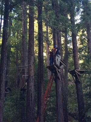 Student getting ready to zipline at our all school retreat