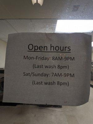 Laundry hours.