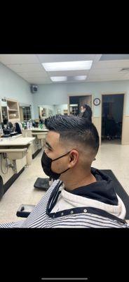 Bald Fade with a nice line up.