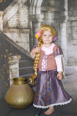 Rapunzel/Tangled outfit also made with fabrics bought at FPB .