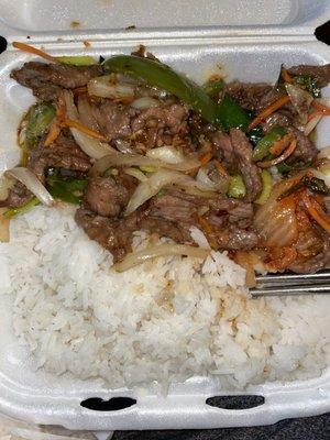 Mongolian Beef with white rice