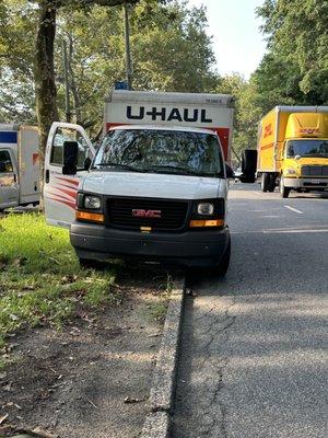 Not completely pulled over and other cars on the highway making it difficult to drive around after he powerful way he opened the truck door.