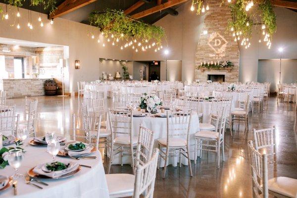 hanging greenery and reception hall