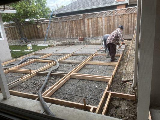 Pouring concrete