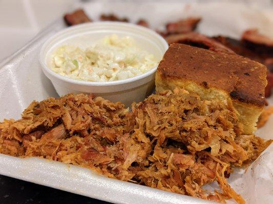 BBQ Pork. Part of the 2 Meat Combo and 2 Sides and Bread ($20.60).