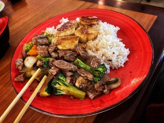 Steak and Scallops Hibachi lunch plate