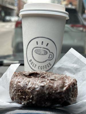 Whole Milk Latte w/ Chocolate Cake Doughnut