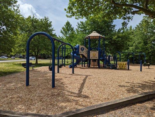 This is one of several views of the original playground before replacement.  Photo taken April 22, 2023.