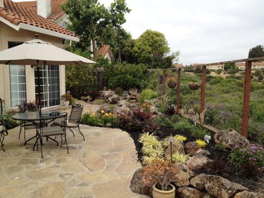 Castro Valley Home: Custom randonm edge flagstone, natural waterfall with a stream and a pondless waterfall.