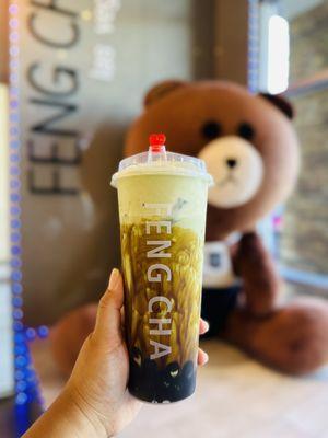 Matcha Creme Brulee Dirty Boba