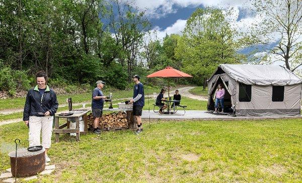 Deluxe Tent E in the Path of Life Garden, sleeps six on cots