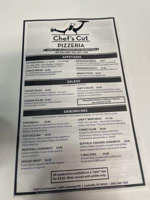 Menu - front side