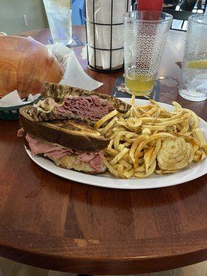 Reuben with curly fries