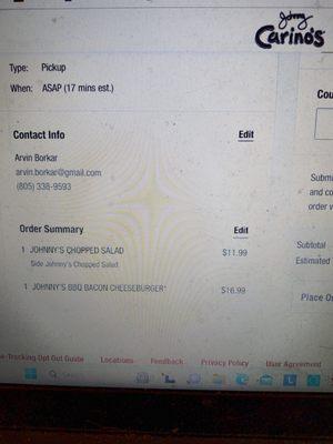 Online order receipt