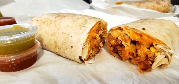 My Chorizo Burrito (hasbrowns, cheese) Delish!