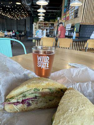 Blueberry maple cider and sandwich from Northern Waters Smokehouse