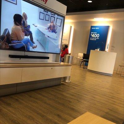 Waiting area with TVs