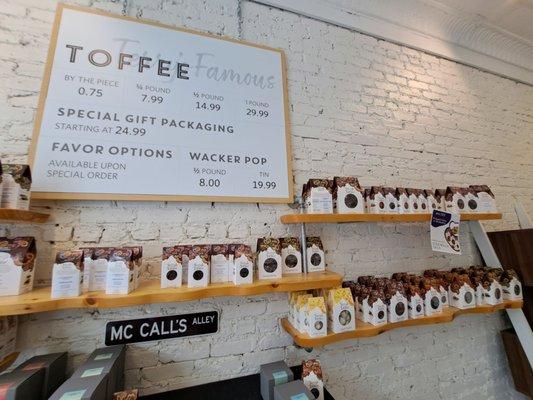 Wall menu of toffee