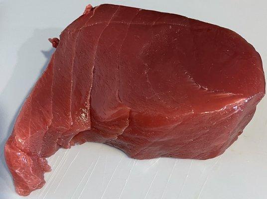 1 pound of yellowfin tuna. Lots of sinew and tough to cube.