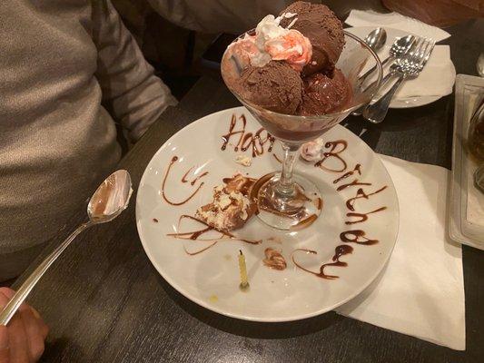 Nice Gelato ice cream treat for the birthday boy. It was  so good like other desserts