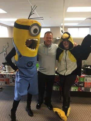 Halloween at the office. Yes, am the giant minion!