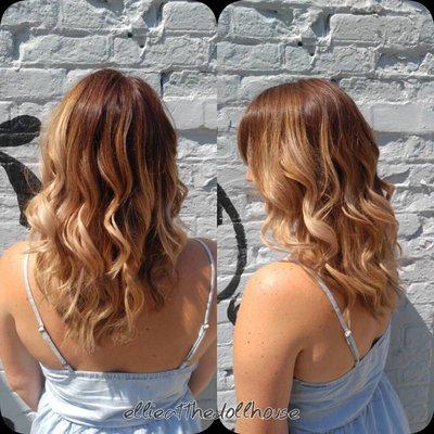 Rich red base with cool balayage