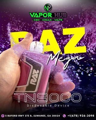 "Level up your vape game with Raz Mega TN9000 puffs at Vapor Hub Suwanee!