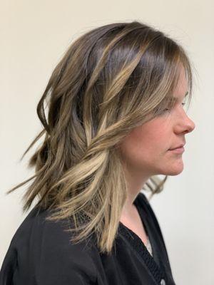 A big change and fresh balayage by stylist Jennifer Raymond