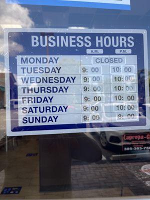 The new hours