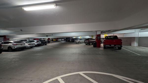 Extremely well lit, spacious parking structure and completely safe.