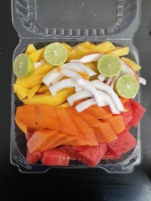 Watermelon, papaya, mango, pineapple and coconut