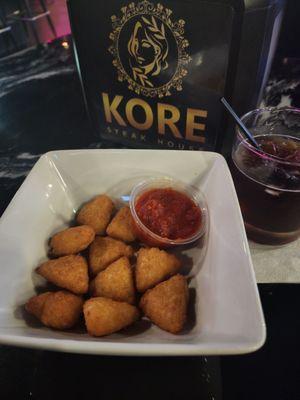 Fried macaroni and cheese bites.  Absolutely delicious.