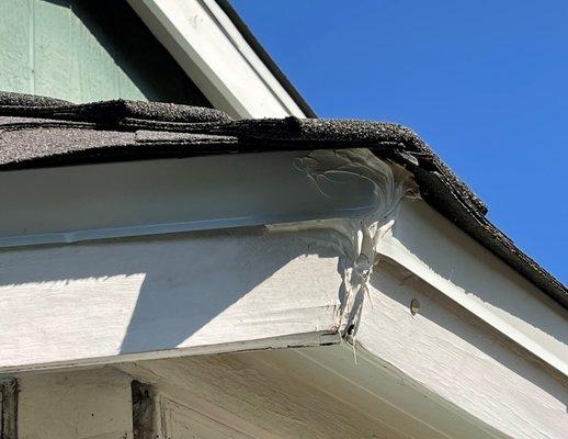 Glue left around the edges of the Bay Window