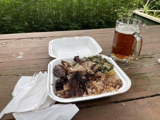 Jerk chicken with rice and beans