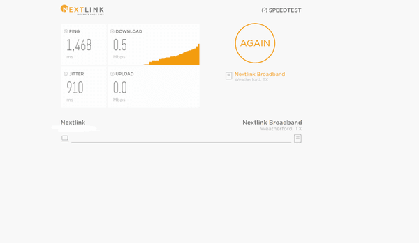 My current internet speed. This is what $65 gets you from Nextlink.