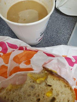 Brown sugar and oat milk latte, with sourdough grilled cheese