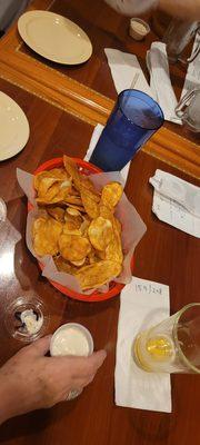 Housemade chips with garlicy dressing