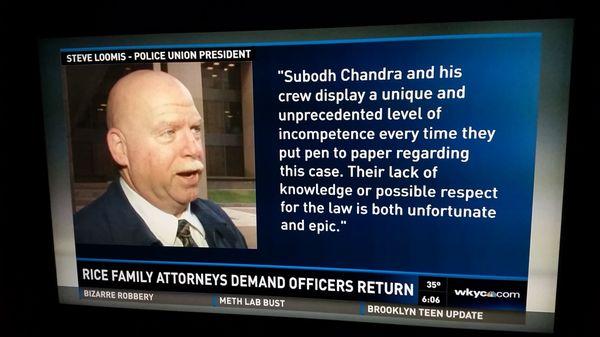 The Cleveland police union president rails against Chandra Law just before Cleveland settled the Tamir Rice suit for a record $6 million.