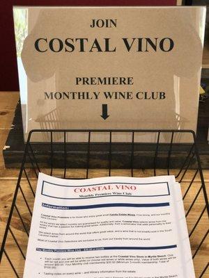 Sign up for our monthly wine club for just $35 a month. You get two hand selected bottles each month ($50 value) and much more.