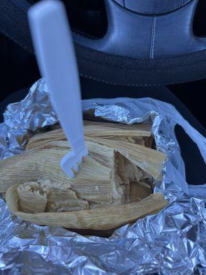 These were the cheese tamales with green sauce I bought today. These were so Delicious!