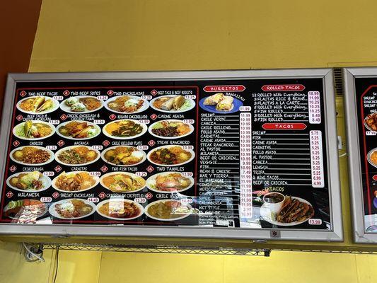 Menu plates & burritos