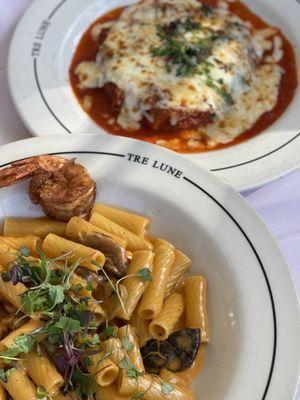 Pollo Alla Parmigiana and Rigatoni Ai Tre Funghi